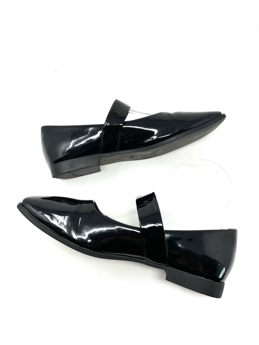 Prada Black Patent Leather Square Toe Triangle Logo Mary Jane Janes Flats 38 8 - Picture 3 of 11